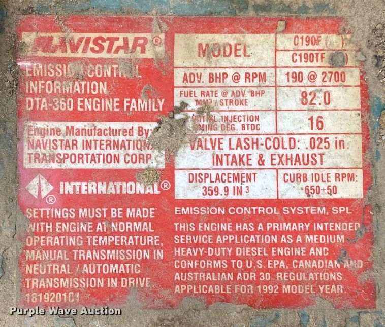 image for item JW9324 1992 International 4700  dump flatbed truck