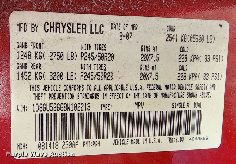 image for item JW9925 2008 Dodge Nitro  SUV