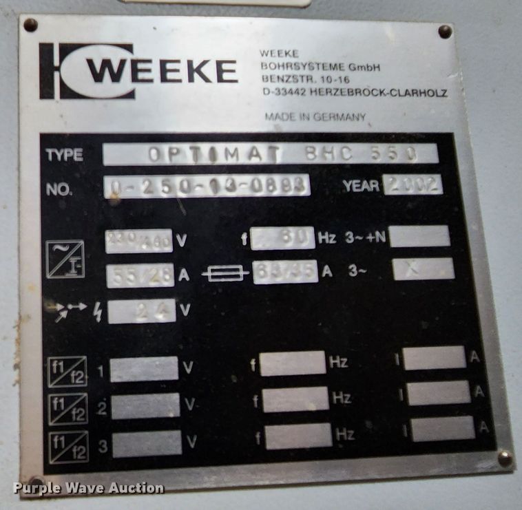 image for item JW9940 2002 Weeke Optimat BHC 550  CNC router