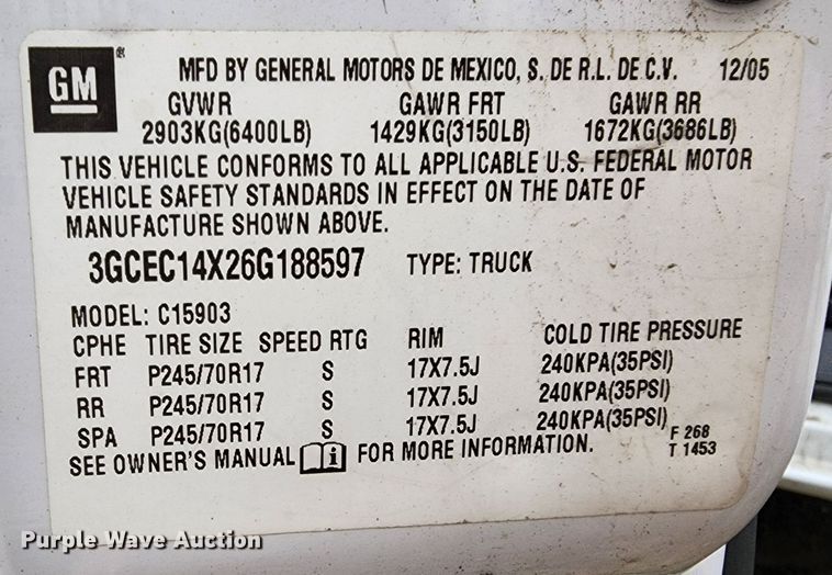 image for item JW9942 2006 Chevrolet Silverado 1500  pickup truck