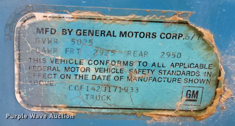 image for item JW9956 1972 Chevrolet C10  pickup truck