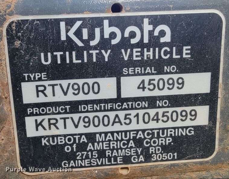 image for item KB9938 Kubota RTV900  utility vehicle