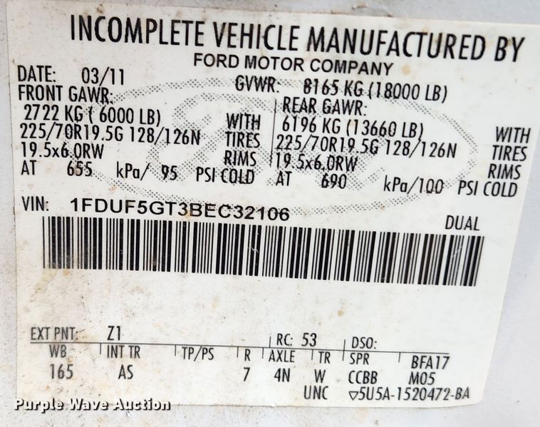 image for item KT9539 2011 Ford F550 Super Duty XL  dump flatbed truck