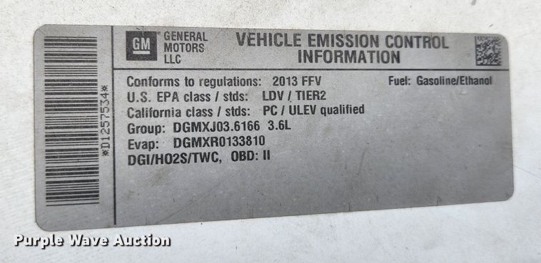 image for item KT9560 2013 Chevrolet Impala Police Cruiser