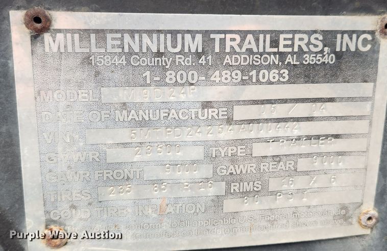 image for item KT9570 2004 Millenium M9D24P  equipment trailer