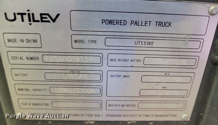 image for item LG9377 Utilev UT15WE  pallet Jack