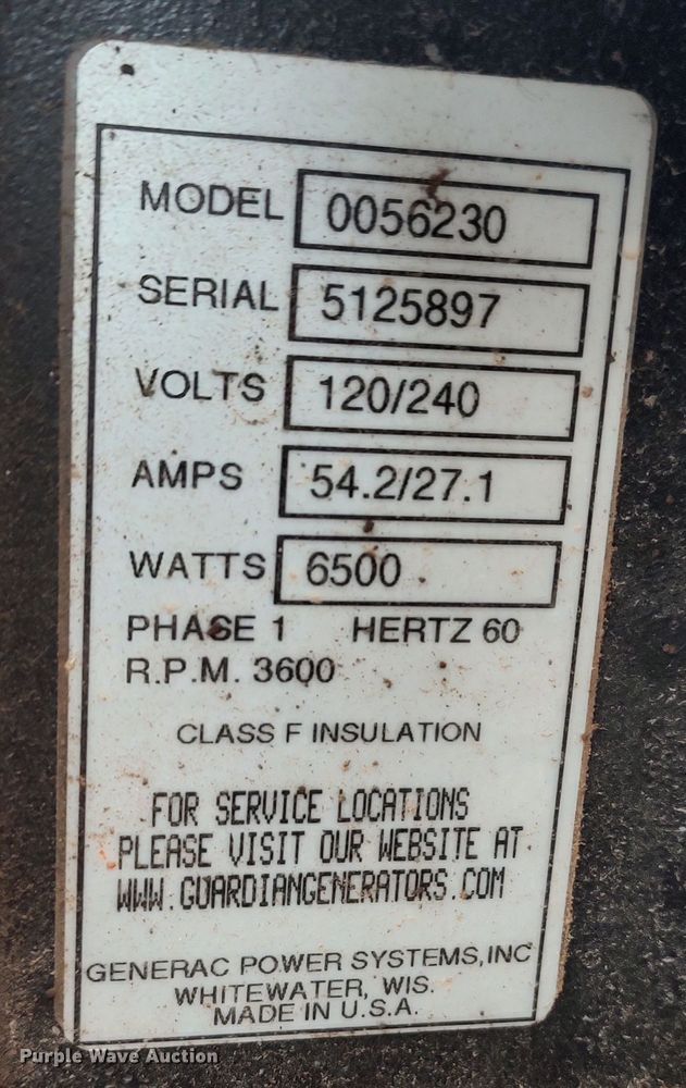 image for item LK9424 Generac GP6500  generator