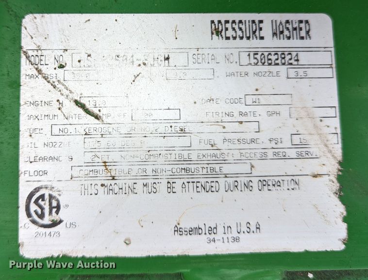 image for item LP9114 2010 John Deere AC-3500GHH  pressure washer