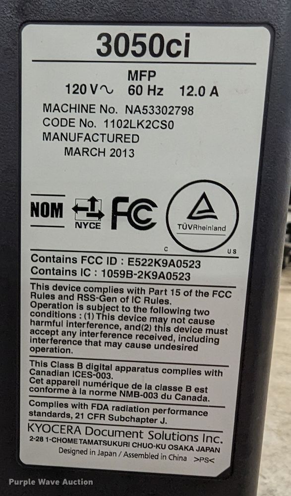 image for item LP9117 2013 Copystar CS3050ci  copier