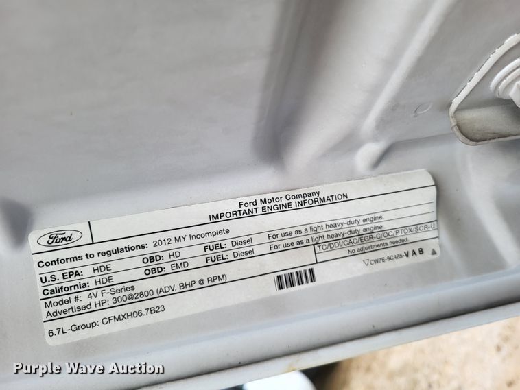 image for item LR9089 2012 Ford F550 Super Duty XL  truck cab and chassis