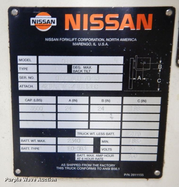 image for item LY9253 Nissan OR35  forklift