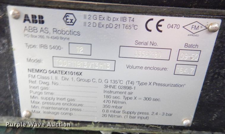 image for item LY9265 ABB AS Robotics T00F11B13V13H13  painting robot