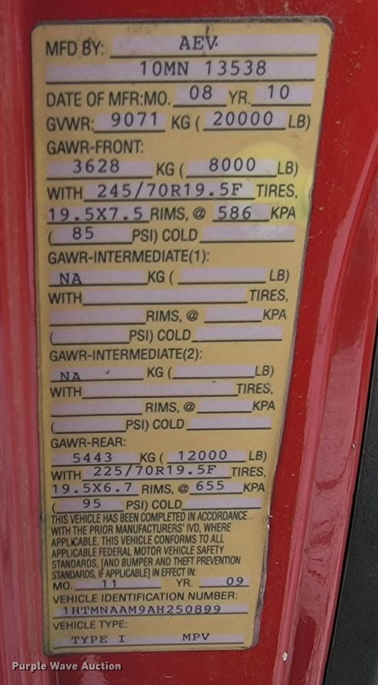 image for item ME9608 2010 International DuraStar 4300  truck cab and chassis