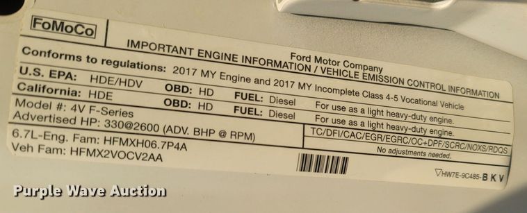 image for item MH9599 2017 Ford F550 Super Duty XL  bucket truck