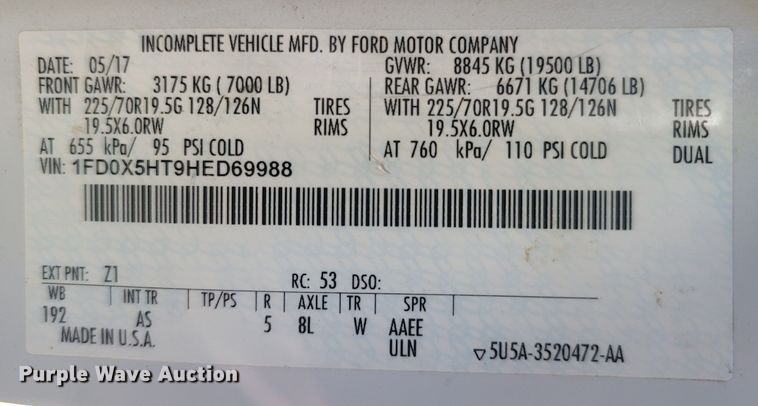 image for item MH9599 2017 Ford F550 Super Duty XL  bucket truck