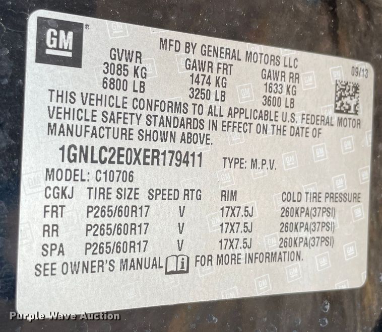 image for item MI9557 2014 Chevrolet Tahoe Police  SUV