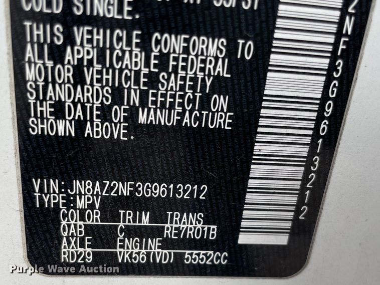 image for item MI9559 2016 Infiniti QX80  SUV