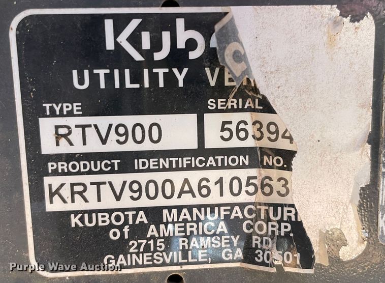 image for item MI9649 2006 Kubota RTV900  utility vehicle