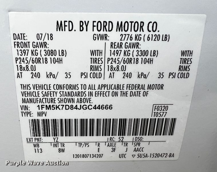image for item MJ9232 2018 Ford Explorer  SUV