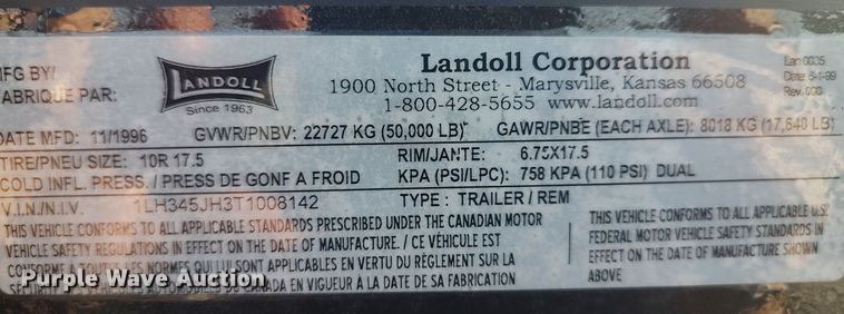 image for item MM9801 1996 Landoll 345  tilt deck equipment trailer