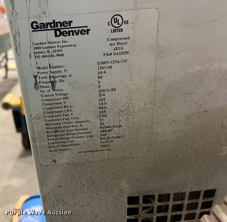 image for item MN9396 2018 Gardner Denver  air dyer