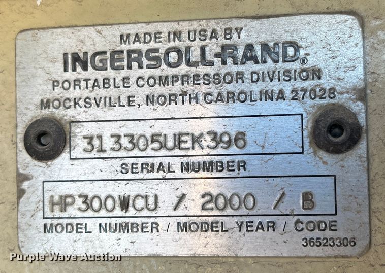 image for item MN9418 2000 Ingersoll Rand HP300WCU  air compressor