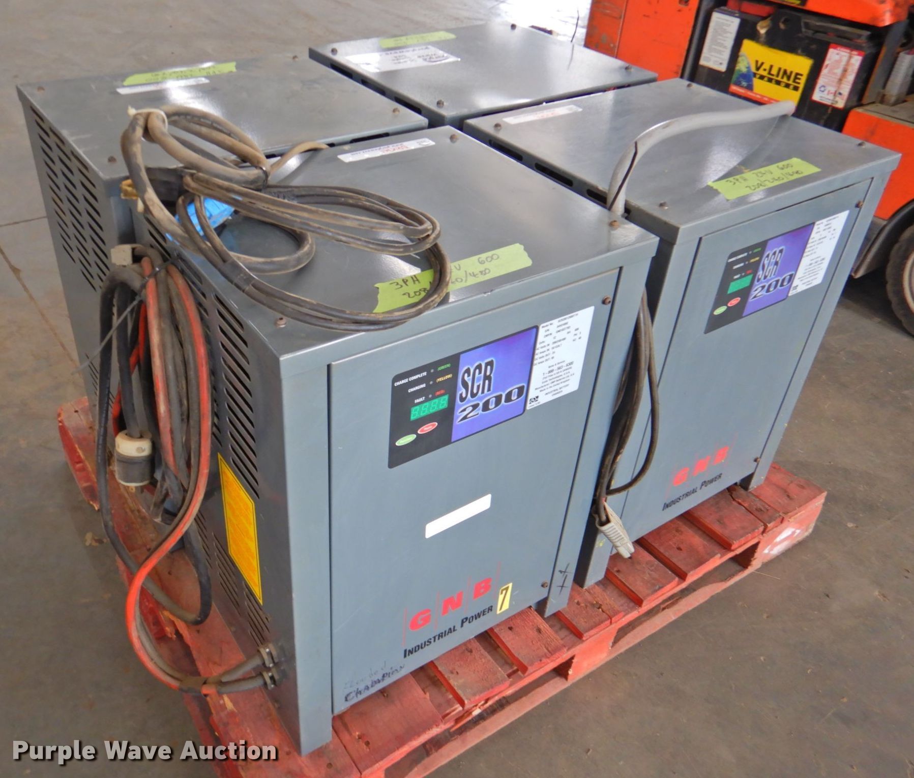 (4) GNB SCR200 24V forklift battery chargers in Lawrence, KS Item