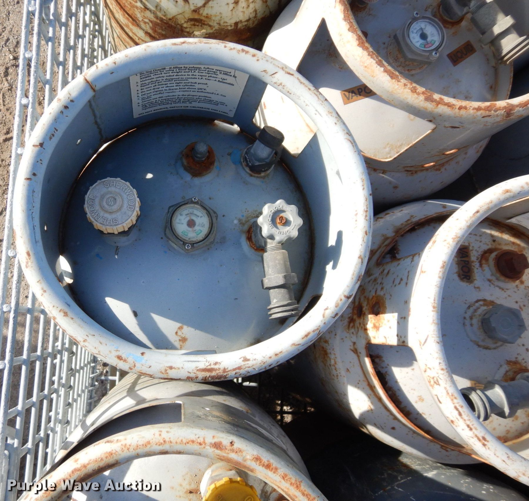 Approximately 9 steel propane tanks in Lawrence, KS Item LY9188 sold