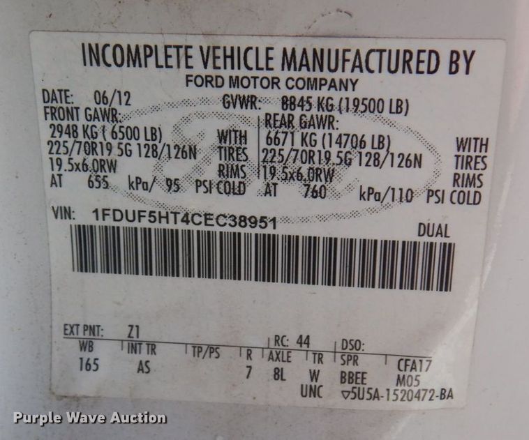 image for item AF9348 2012 Ford F550 Super Duty  utility / service truck