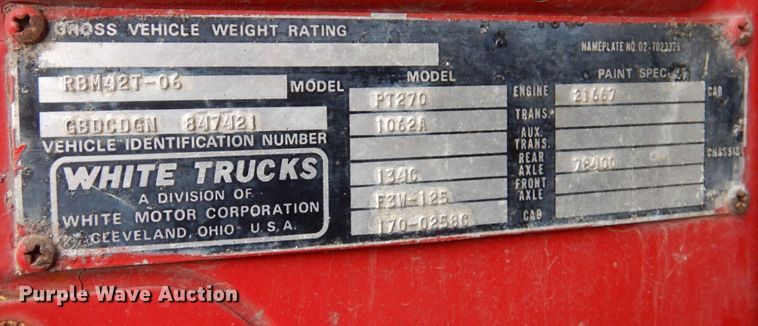 image for item AF9359 1976 White PT270  dump truck
