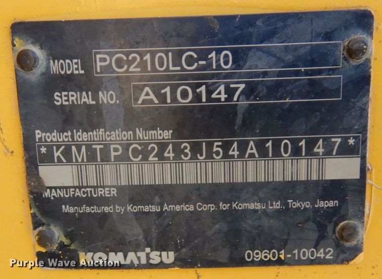image for item AF9365 2014 Komatsu PC210LC-10  excavator
