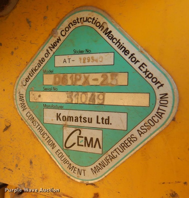 image for item AF9366 2014 Komatsu D61PX-23  dozer