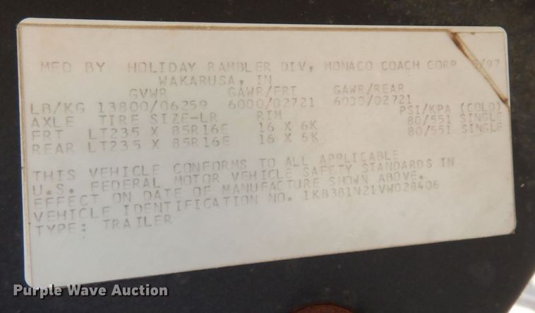 image for item AF9399 1997 Holiday Rambler Free Spirit  camper