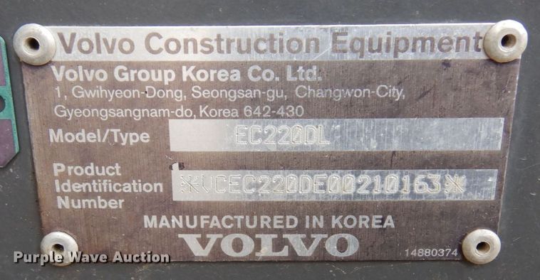 image for item AF9401 2012 Volvo EC220DL  excavator