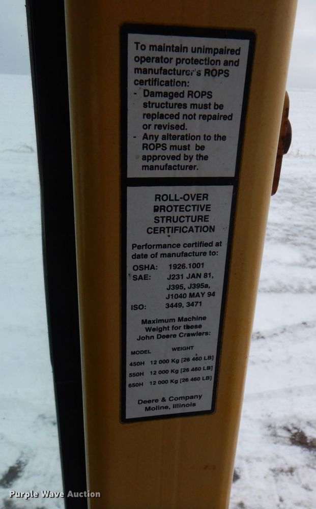 image for item AF9430 2001 John Deere 550H LGP  dozer