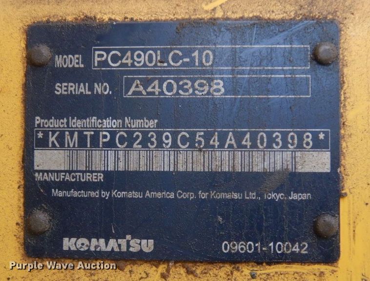 image for item AF9437 2013 Komatsu PC490LC-10  excavator