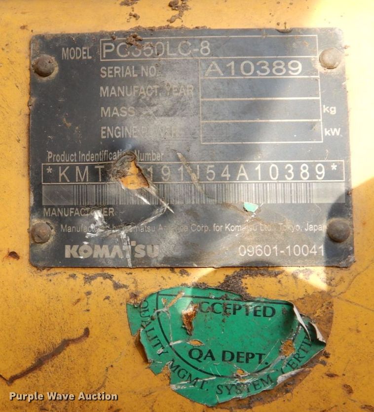 image for item AF9449 2011 Komatsu PC350LC-8  excavator