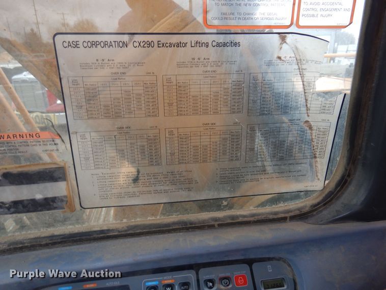 image for item AF9458 2003 Case CX290  excavator