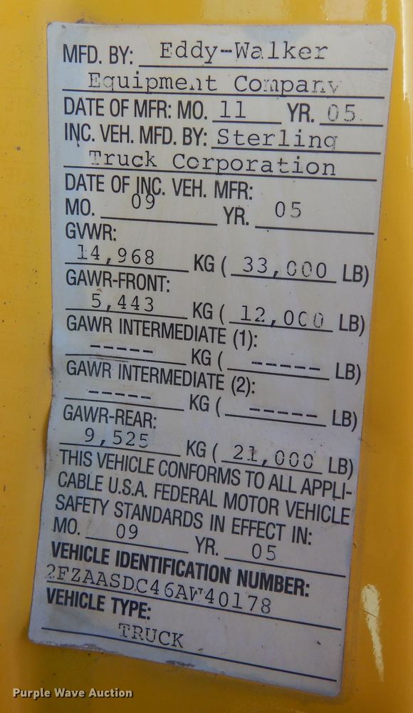 image for item DF8215 2006 Sterling  dump truck