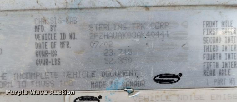 image for item DF8228 2002 Sterling L-Line  flatbed truck