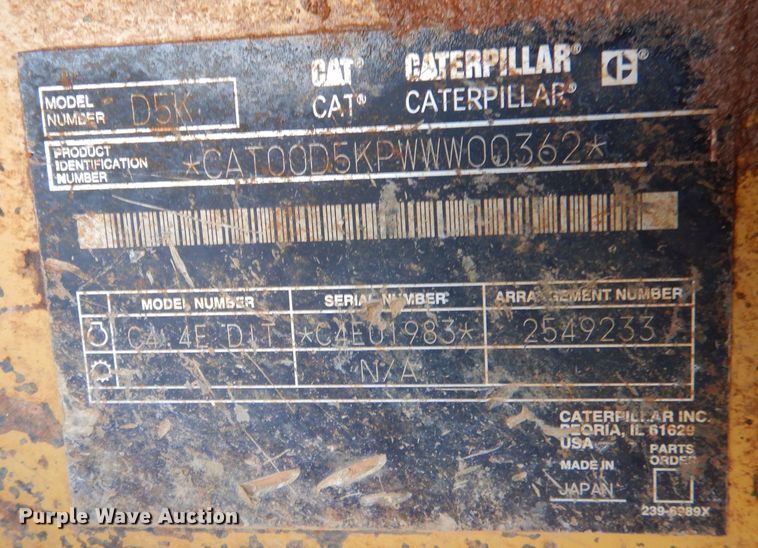 image for item DJ3865 2008 Caterpillar D5K XL  dozer