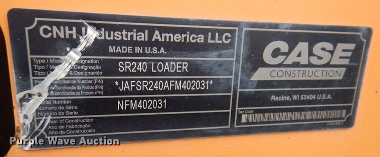 image for item DK2073 2015 Case SR240  skid steer loader