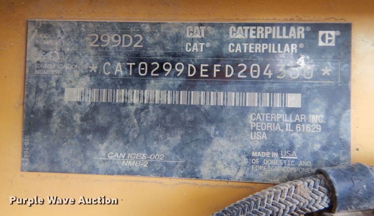 image for item DK7498 2018 Caterpillar 299D2  skid steer loader