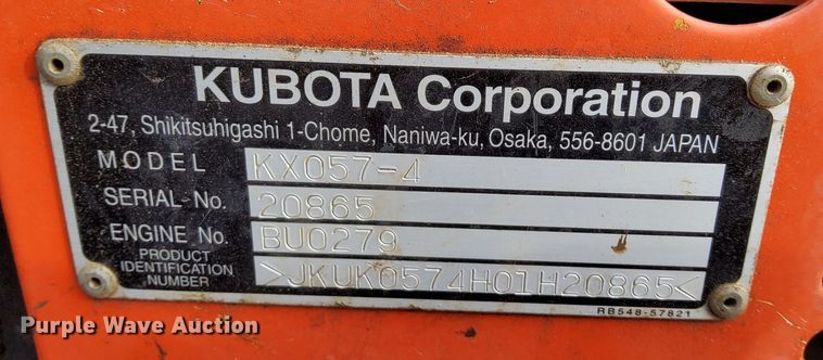 image for item DL2277 Kubota KX057-4  mini excavator