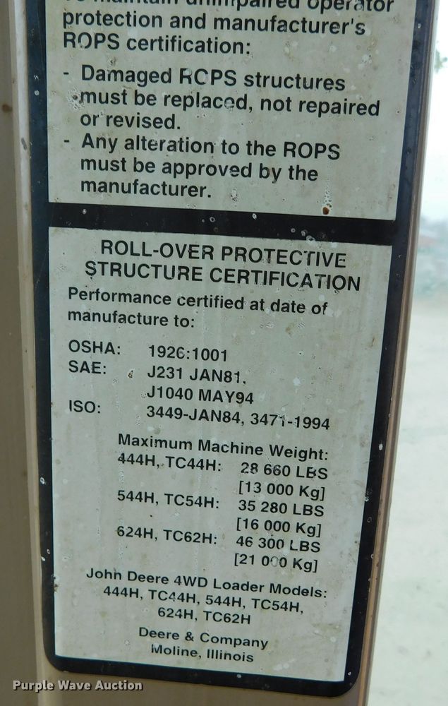 image for item DM2547 1997 John Deere 544H  wheel loader