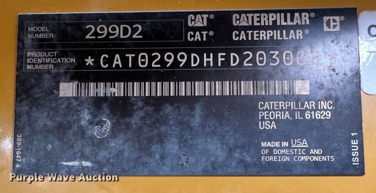 image for item DO2171 2018 Caterpillar 299D2  skid steer loader