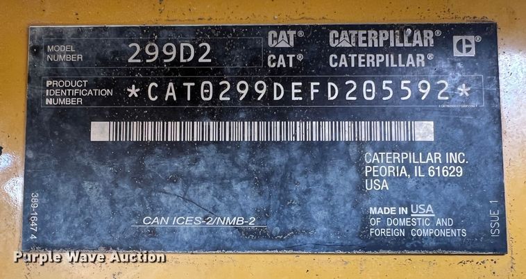 image for item DO2172 2019 Caterpillar 299D2  skid steer loader