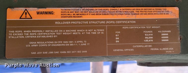 image for item DO3475 1988 Caterpillar D7G  dozer