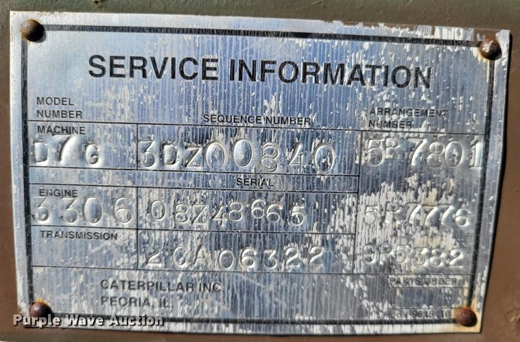 image for item DO3475 1988 Caterpillar D7G  dozer