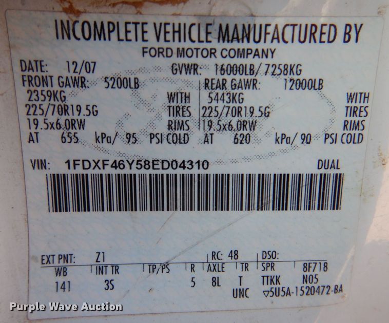 image for item DQ1891 2008 Ford F450 Super Duty XLT  bucket truck